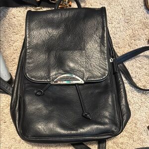 Double-M Milano Black Leather Backpack with Pebbled Finish